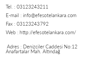 Ankara Efes Otel iletiim bilgileri